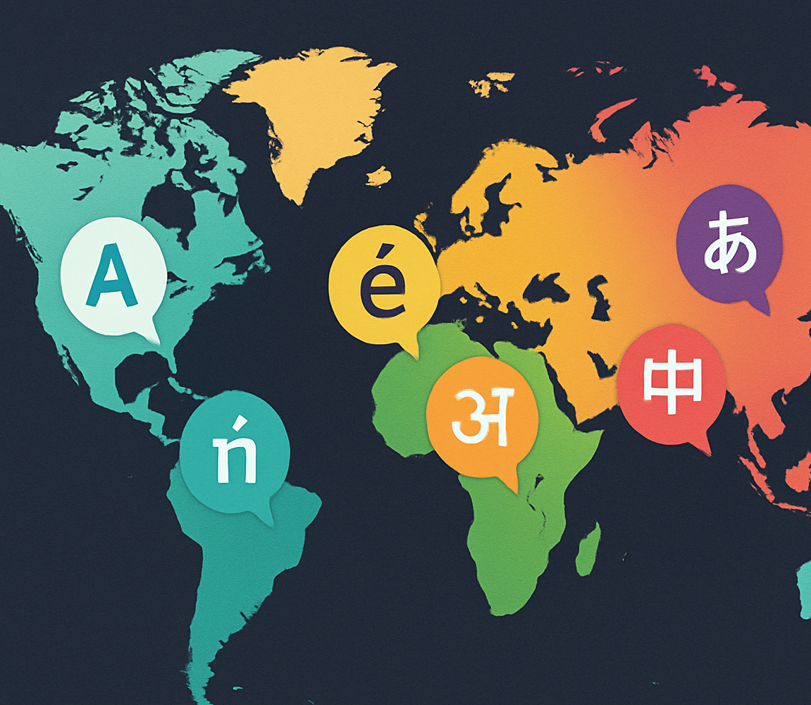 World map showing diversity of languages